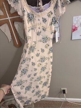 Kirious Women’s Floral Print Lacr Midi Dress Size XS